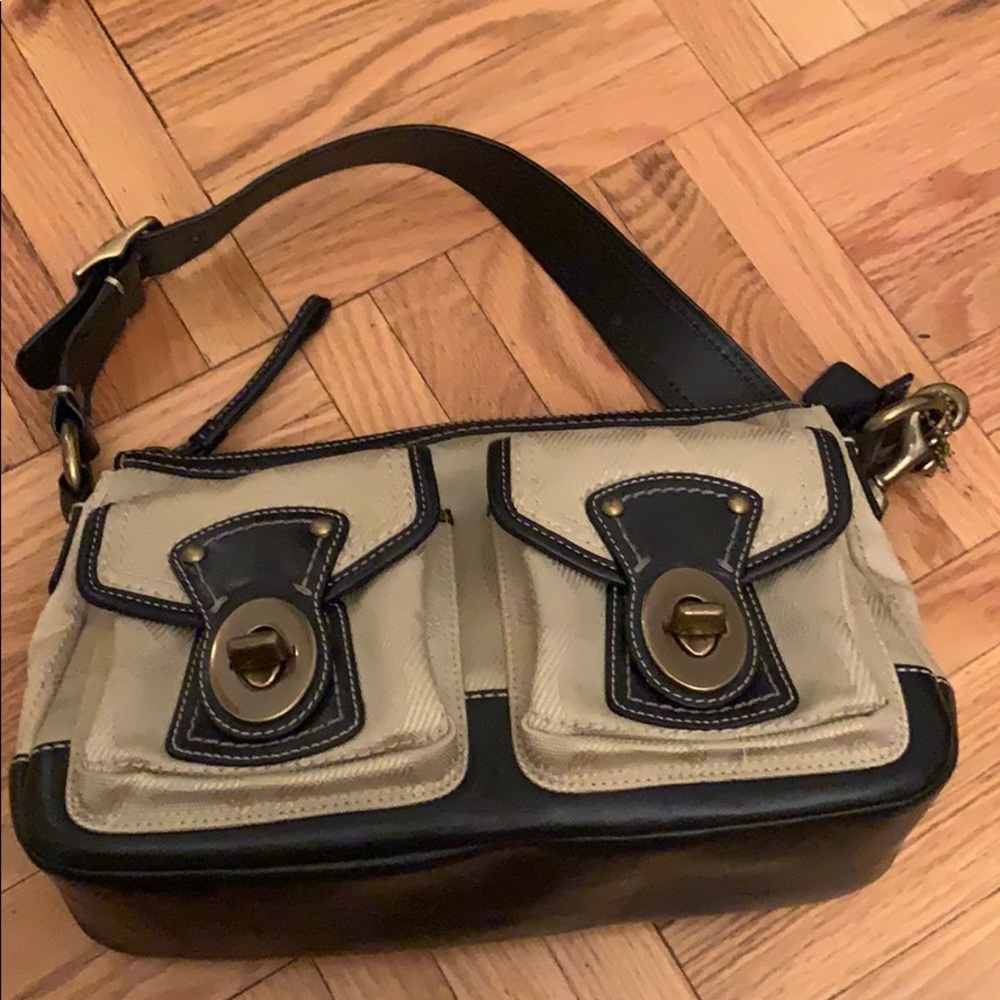 Coach Black and Tan Shoulder Bag